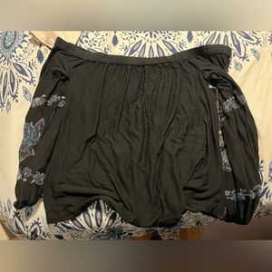 Off Shoulder black top with floral detail